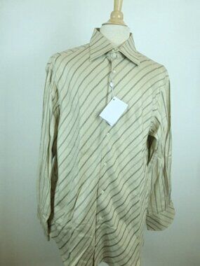 Medici tan stripe button up 2xl vintage dress casual made in Italy Vintage NWT